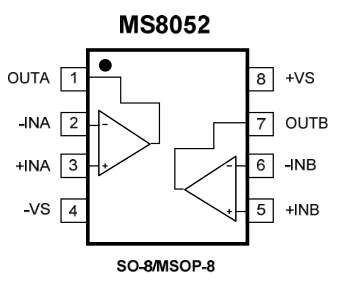 瑞盟 高速运算放大器 轨到轨输出CMOS运放 MS8052/M